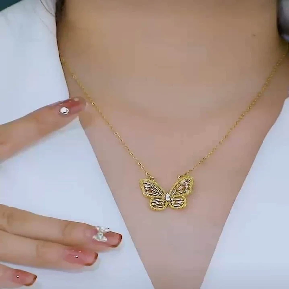 Gold Diamond ButterflyLocket chain for girls