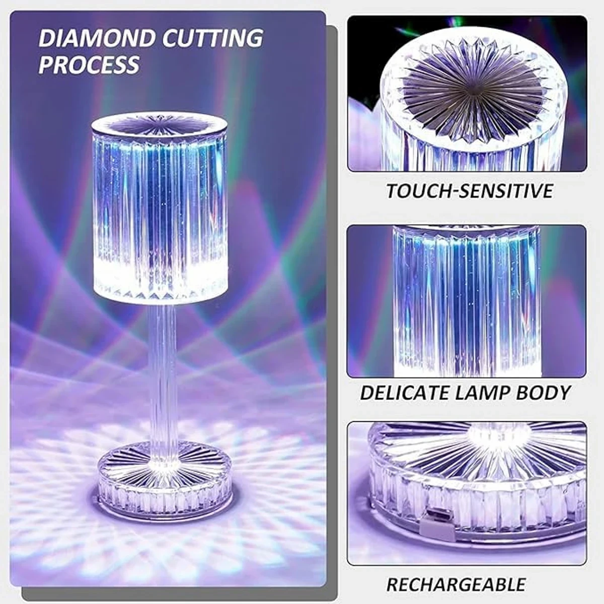 Crystal Diamond Table Lamps for Bedroom